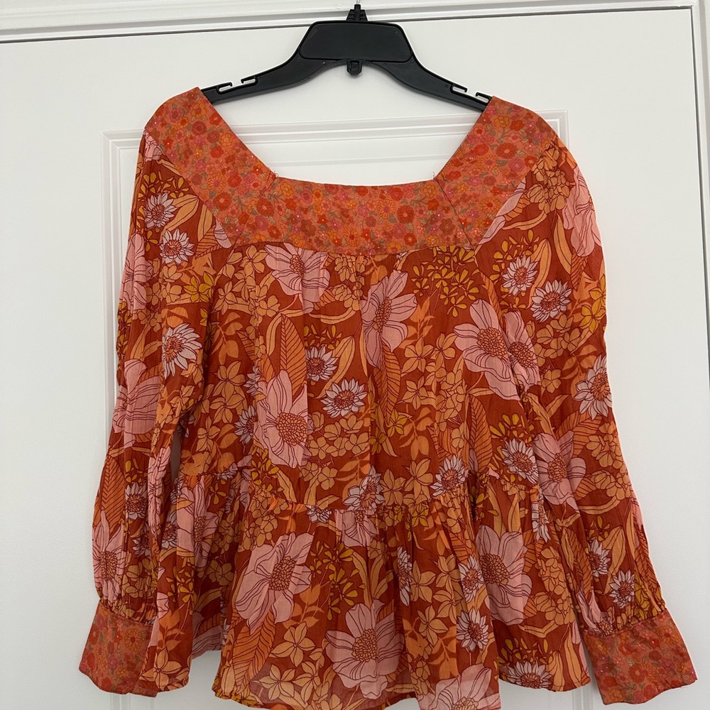 American Eagle Outfitters Floral Blouse in Orange and Pink
